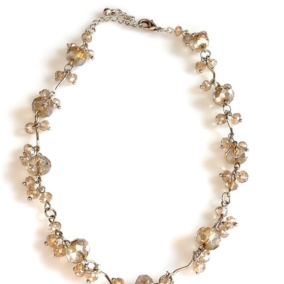 Crystal Fashion Necklace Light Silk Silver Tone 16” - Picture 5 of 6